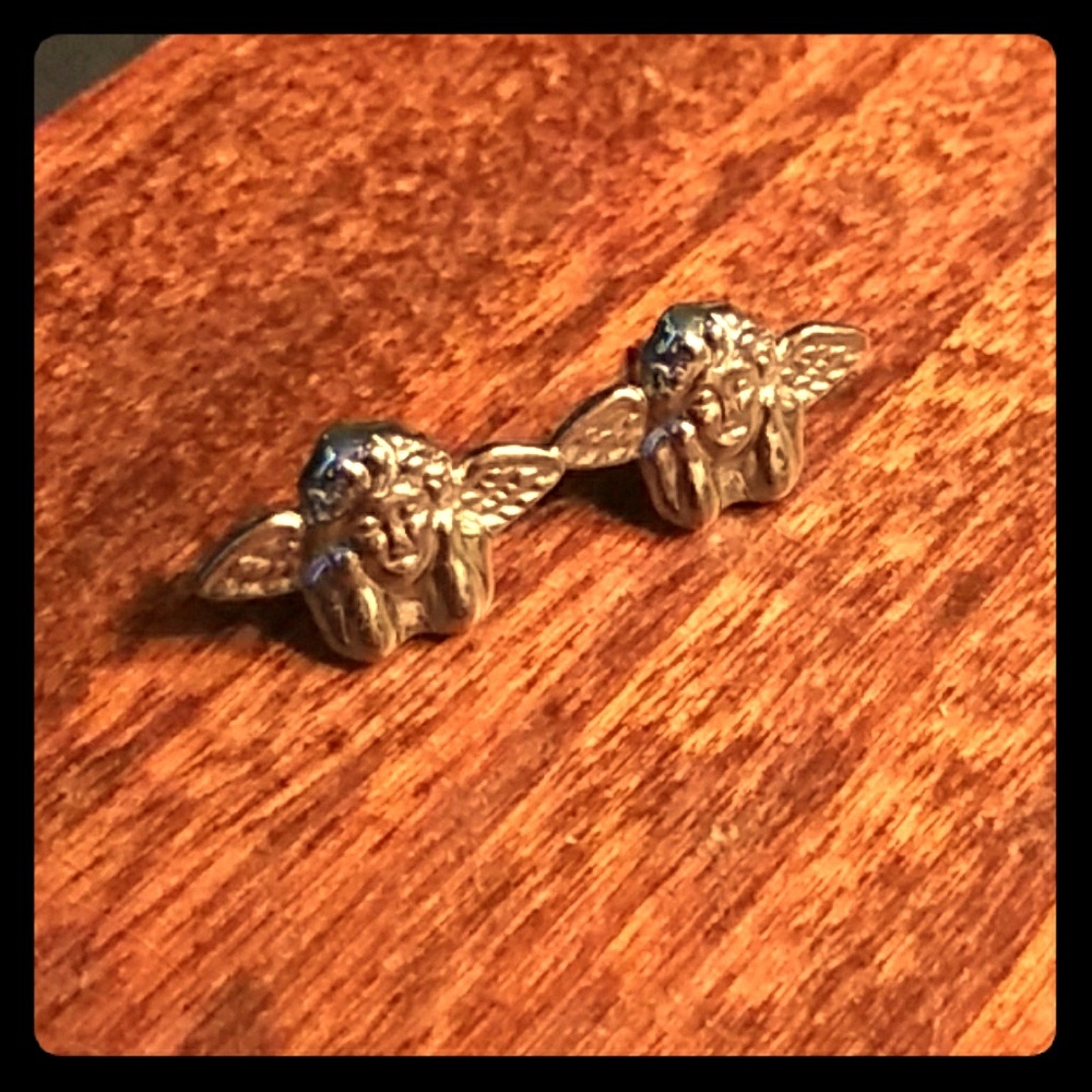 Silver Cherub Post Earrings